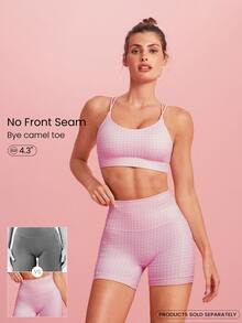 GLOWMODE 4.3" FeatherFit™ Anti-Slip Pocket Bike Shorts Non Front Seam Low Impact Cycling Running Gym Workout Summer - Bubblegum Pink - View 1