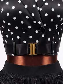 Mistrie Women's Polka Dot Pattern Long Sleeve Lapel Neck Cropped Fashion Jacket - Multicolor - View 7