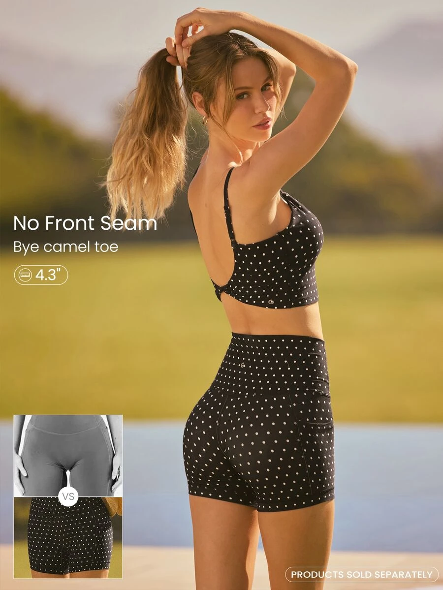GLOWMODE 4.3" FeatherFit™ Anti-Slip Pocket Bike Shorts Non Front Seam Low Impact Cycling Running Gym Workout - Black and White - View 1