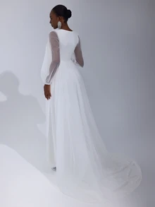 Cheriluna Maternity Maternity V-Neck Mesh Mermaid Dress, Simple Photoshoot Outfit - White - View 3