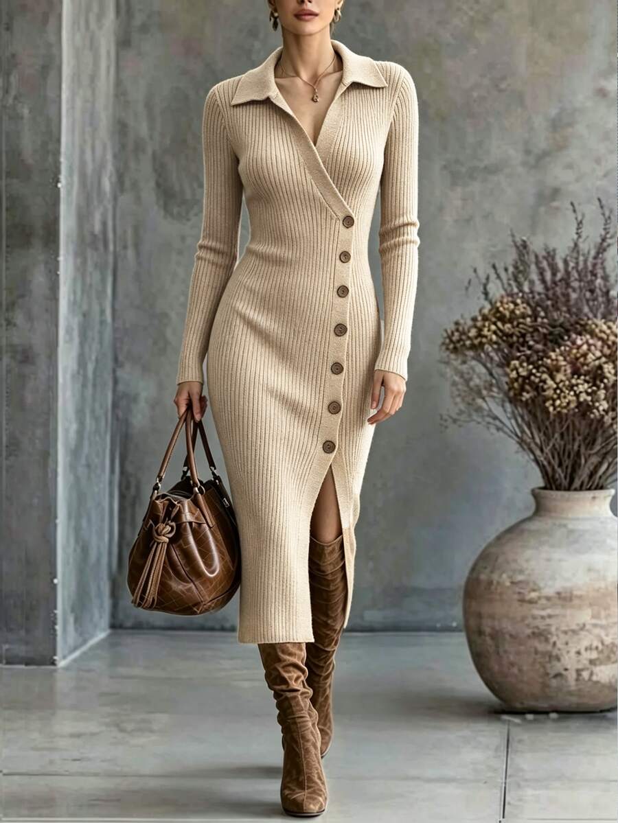 SHEIN Women's Solid Color Casual Everyday Summer Knit Dress