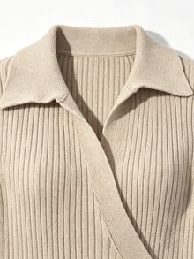 SHEIN Women's Solid Color Casual Everyday Summer Knit Dress - Khaki - View 5