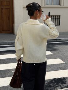 Muchica Women's Autumn New Apricot Cable Knit Frog Button Design Loose Cardigan - Apricot - View 2