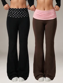 Velisys Velisys 2026 New Women's Plus Size High Waist Random Polka Dot Pattern Colorblock Casual Leggings - Multicolor - View 1