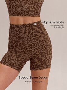 GLOWMODE 4.3" FeatherFit™ Anti-Slip Pocket Bike Shorts Non Front Seam Low Impact Cycling Running Gym Workout Summer - Brown - View 2