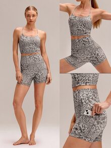 GLOWMODE 4.3" FeatherFit™ Anti-Slip Pocket Bike Shorts Non Front Seam Low Impact Cycling Running Gym Workout Summer - Grey - View 7