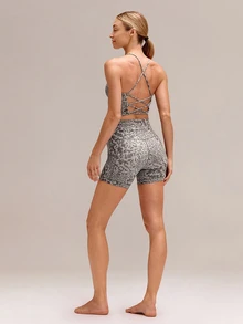 GLOWMODE 4.3" FeatherFit™ Anti-Slip Pocket Bike Shorts Non Front Seam Low Impact Cycling Running Gym Workout Summer - Grey - View 6