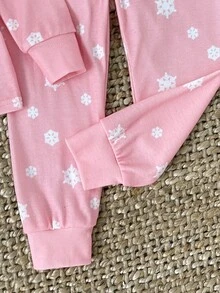 SHEIN 女童秋冬聖誕可愛時尚百搭派對長袖長褲套裝，日常居家穿著，修身版型 - 彩色 - 查看 7
