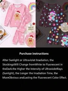 SHEIN 女童秋冬聖誕可愛時尚百搭派對長袖長褲套裝，日常居家穿著，修身版型 - 彩色 - 查看 3