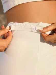 Cheriluna Maternity 孕妇性感露肩超短款上衣搭配低腰拖地裙，适合摄影、写真拍摄 - 白色 - 查看 5