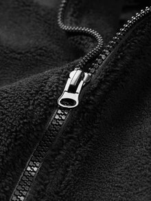Gym Rark Black And White Men's Winter Zip-Up Hooded Jacket, Baggy Fleece Warm Padded Coat With Drawstring, Biking Outdoor Fashion, Suitable For Daily Work Travel - Dark Grey - View 5