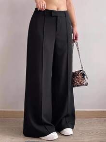 Comfortcana Plus Size Women's Casual Hook-And-Eye Waist Trousers, Comfortable 9/10 Length Pants Fall - Black - View 1