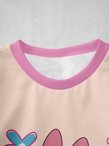THE POWERPUFF GIRLS X SHEIN Sweatshirt Pullover Longgar Kasual Lucu Motif Kartun & Huruf Blok Warna untuk Bayi Perempuan, Musim Semi/Musim Gugur Musim Dingin - Putih - View 3