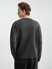 Manfinity CasualKnits Men's Solid Color Crew Neck Long Sleeve Casual Versatile Sweater Festival Boys Fall/Winter Daily New Pull, Sweaters - Grey - View 5
