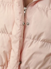 Aralina Leisurewear Active Women's Oversized Funnel Neck Hooded Zip Through Quilted Jacket With Elastic Adjustable Toggles At Hem Activewear Puffer Jacket - Pink - View 9