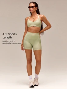 GLOWMODE 4.3" FeatherFit™ Anti-Slip Pocket Bike Shorts Non Front Seam Low Impact Cycling Running Gym Workout Summer - Moss Green - View 5