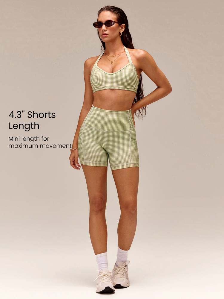 GLOWMODE 4.3" FeatherFit™ Anti-Slip Pocket Bike Shorts Non Front Seam Low Impact Cycling Running Gym Workout Summer - Moss Green - View 5