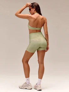 GLOWMODE 4.3" FeatherFit™ Anti-Slip Pocket Bike Shorts Non Front Seam Low Impact Cycling Running Gym Workout Summer - Moss Green - View 9