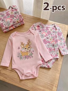 SHEIN 2件組女嬰秋季連身衣 - 彩色 - 查看 2