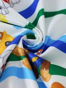 SHEIN | PAW Patrol 小男孩卡通印花長袖上衣與長褲休閒日常居家睡衣套裝 - 藍色 - 查看 5