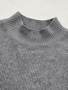 Omancia Elegant Basic Round Neck Lace Trim Patchwork Design Women's Sweater Office Grey Autumn - Grey - View 5