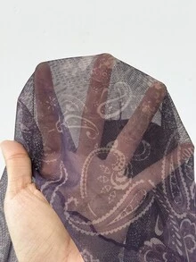 SHEIN EZwear Purple Floral Print Mesh Women's Spaghetti Strap Top - Purple - View 9