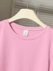 SHEIN Tween Girl Spring/Summer Casual White Round Neck Double Layer Wide Sleeveless T-Shirt, Suitable For Daily Casual Wear, White Top - Pink - View 9