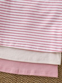 SHEIN 女童小女孩針織純色條紋3D花卉圓領長袖3件套 - 彩色 - 查看 5