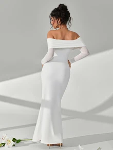Cheriluna Maternity Elegant Maternity Dress With Long Sleeves, Atmospheric Maternity Gown For Photoshoot - Apricot - View 3