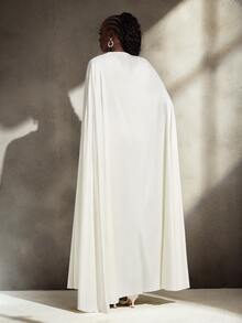 Cheriluna Maternity Maternity Elegant Cape Dress Photoshoot Outfit Set - Apricot - View 3