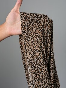 Slaydiva 2pcs Women Sexy Casual Leopard Print Fitted Top & Flare Pants Set - Multicolor - View 8