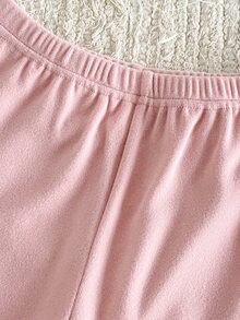 Setelan Atasan Lengan Panjang dan Celana Panjang Anak Perempuan dengan Desain Kerah Berkerut, Terbuat dari Kain Lembut dan Nyaman, Cocok untuk Dipakai Anak dan Mendukung Pertumbuhan Sehat. - Berwarna merah muda - View 3