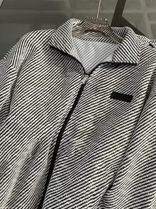 Franclia Fitted Stand Collar Cardigan + Casual Slant Pocket Pants - Black and White - View 4