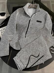 Franclia Fitted Stand Collar Cardigan + Casual Slant Pocket Pants - Black and White - View 1