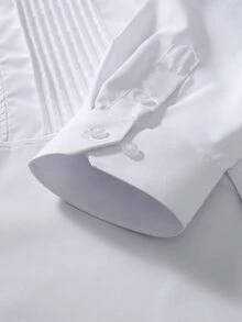Manfinity Mode Men's Solid Color Long Sleeve Single-Breasted Casual Commute Shirt - White - View 6