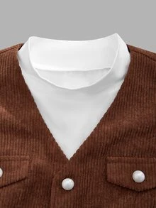 Tween Girl Solid Sleeveless Girls Clothes 8 To 12 Years Thanksgiving Outfit Autumn Style US School Off-White Dark Brown Elegant Uniform Preppy Classy - Multicolor - View 5