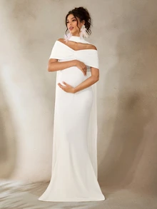 Cheriluna Maternity Maternity Photography Dress, White Long Elegant Gown, Suitable For Maternity Photoshoot - White - View 4
