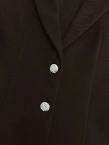 SHEIN Women's Autumn/Winter Blazer Jacket Versatile Fashion Cardigan Top Suitable For Professional Commute And Other Occasions - Coffee Brown - View 4