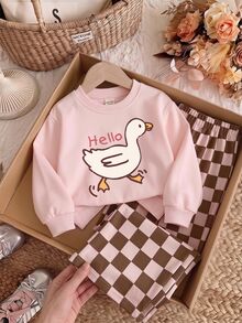 Setelan Anak Perempuan: Kaos Lengan Panjang Kerah Bulat Warna Polos dan Celana Kasual, Gaya yang Cocok untuk Pakaian Sehari-hari Musim Gugur/Musim Dingin, Olahraga, Natal - MultiWarna - View 4