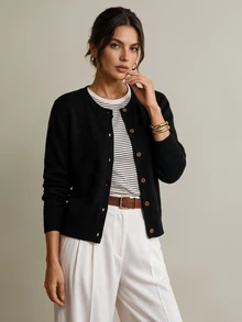 SHEIN Tall Women's Tall Black Minimalist & Versatile Casual Cardigan Sweater - Black - View 3