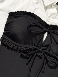 Swim Chiccia Women's Elegant Lace Push-Up Sexy One-Piece Swimsuit - Black - View 4