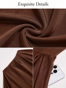 SOLERSUN Elegant Women's Asymmetrical Shoulder Design Jumpsuit, Old Money Style, Fall/ Long Sleeve Long Pants Thanksgiving Going Out Dinner Party Coffee Brown - Coffee Brown - View 10