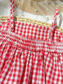 Cozy Pixies Young Girls Sleeveless Strawberry Crochet Waist A-Line Dress,Cute Countryside Style,Suitable For Baby Spring/Summer Outings,Picnics,Vacations - Red - View 12