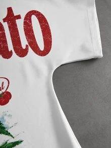 PAVTROS 男士 INS 熱銷甜番茄植栽街頭圖案 T-shirt，送給男朋友/丈夫的禮物，適合派對與旅行 - 彩色 - 查看 4