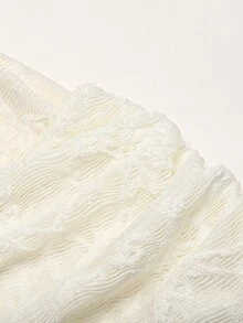 SHEIN Kids Tween Girls Ivory Lace Ruched Shoulder Elegant Sleeveless Long Dress,Double-Sided Party Dress - Apricot - View 7