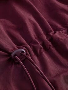 SHEIN EZwear 酒紅色大尺碼女款長袖前拉鍊連帽防水外套 - 酒紅色 - 查看 6