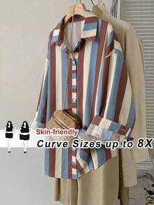 SHEIN CURVE+ 大尺碼女款感恩節套裝 秋季休閒日常穿著女裝 - 彩色 - 查看 6