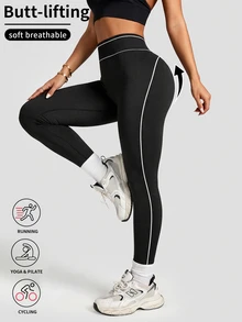 Easithlete Easithlete Women's Colorblock Slim Fit Yoga, Fitness Seamless Leggings - Black - View 1
