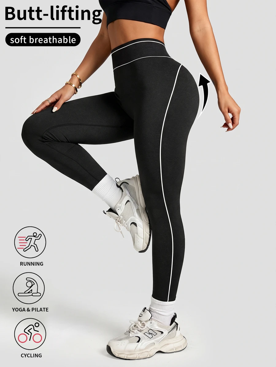 Easithlete Easithlete Women's Colorblock Slim Fit Yoga, Fitness Seamless Leggings - Black - View 1