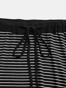GlowEve CURVE Spring/Autumn New Commuter Casual Gentle Elegant Cardigan Jacket + Camisole Top + Striped Patchwork Skirt 3-Piece Set Plus Size Fall - Black - View 4